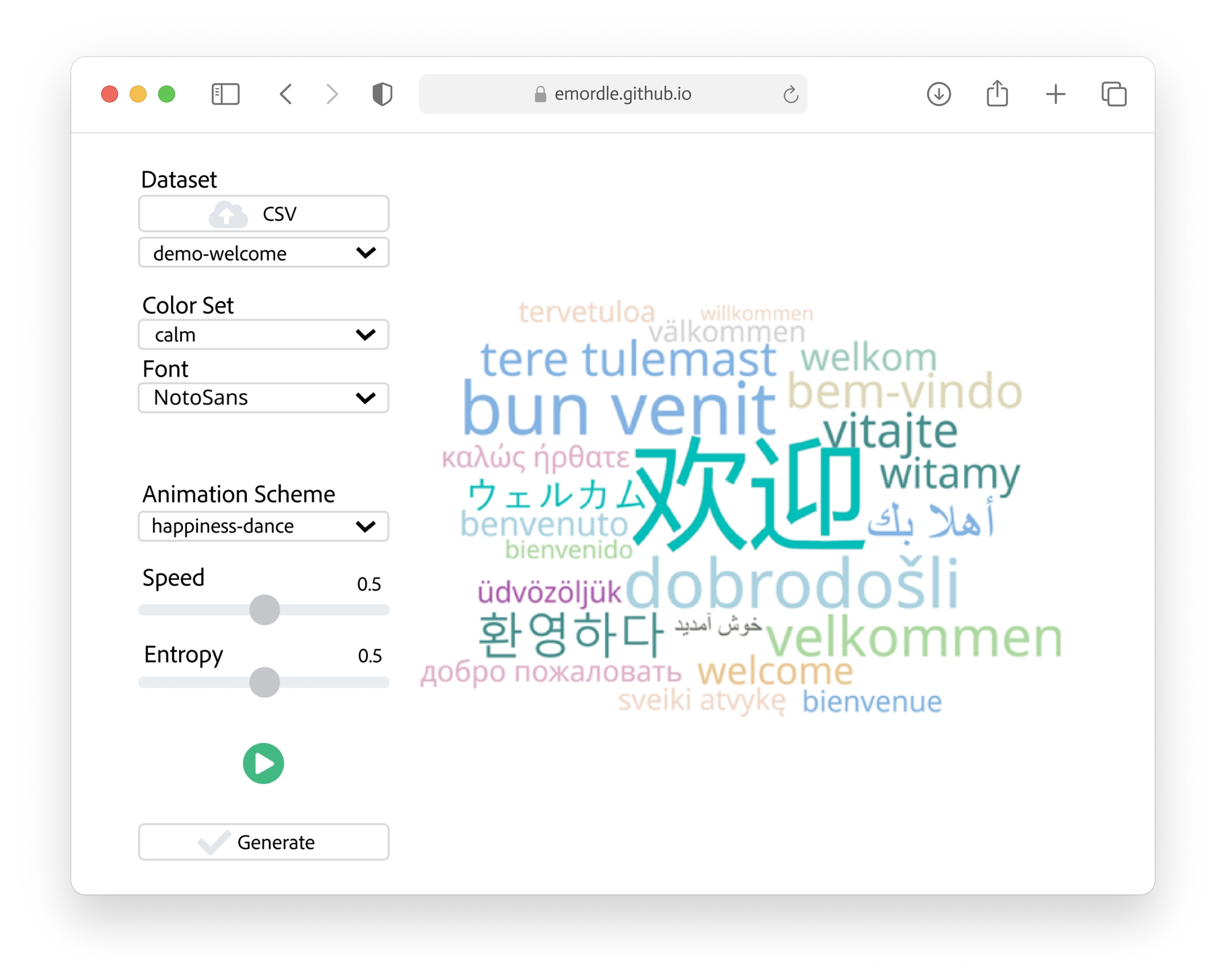 Creating Emordle: Animating Word Cloud for Emotion Expression